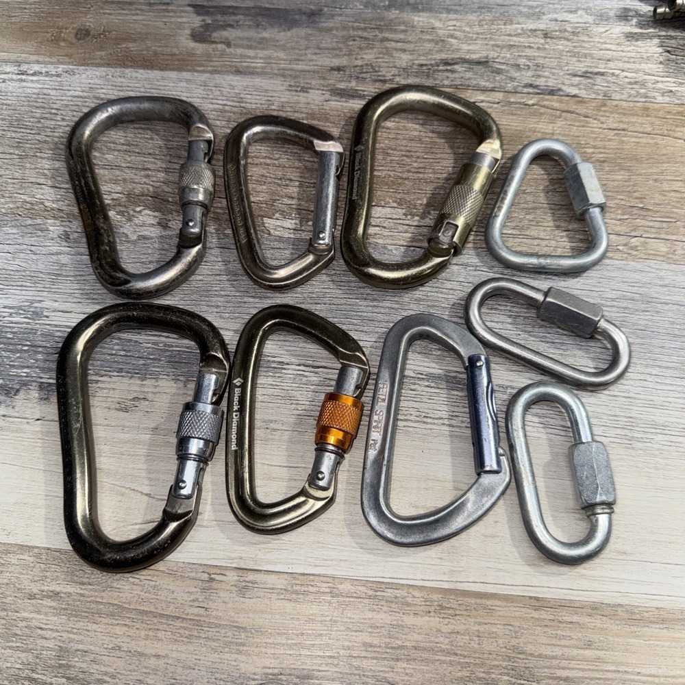 9 Misc climbing Carabiners- Black Diamond, Petzl Pre Owned Great Shape